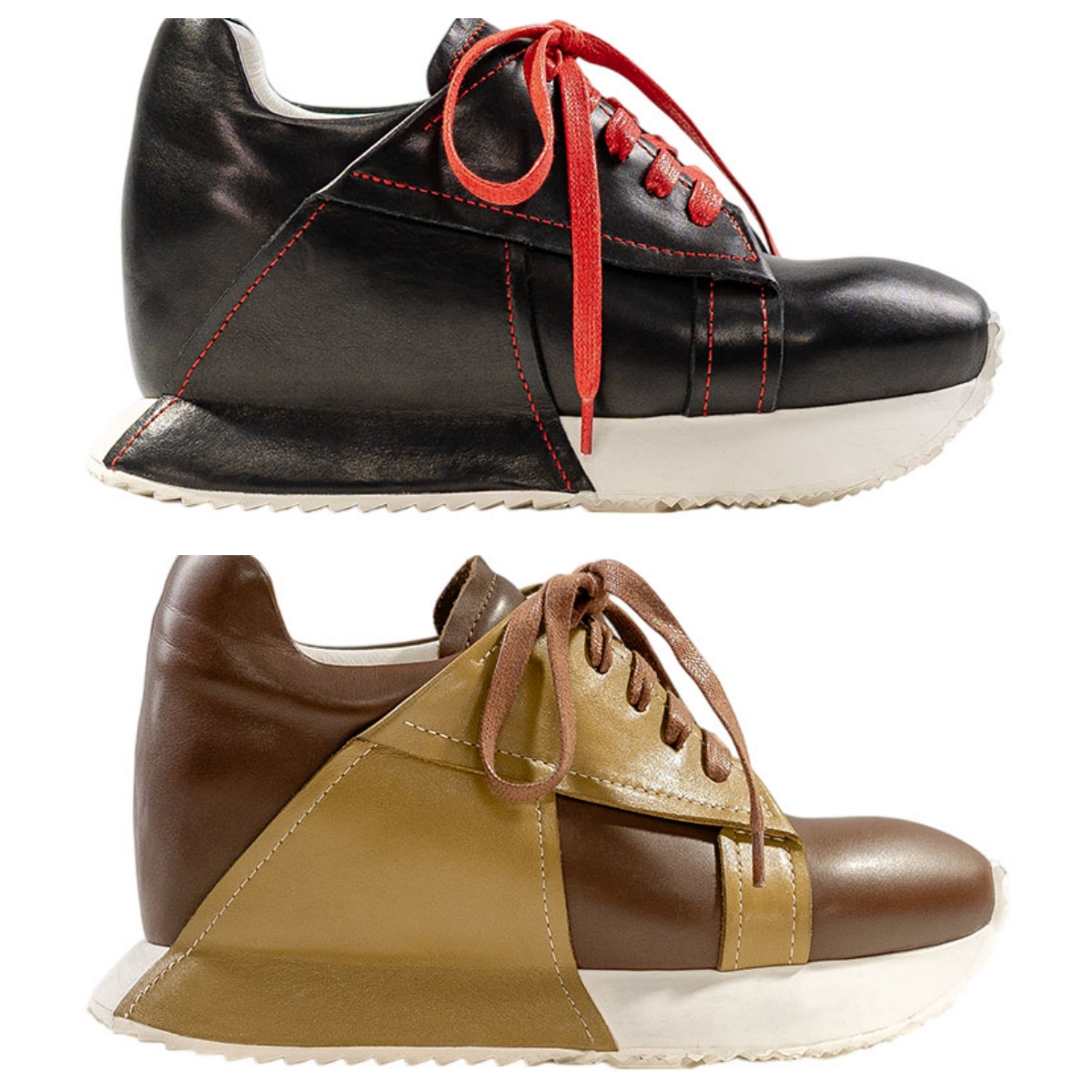 This Handmade Modern Casual Women's Sneakers is developed by KING PING, a factory-direct footwear brand with over 30 years of manufacturing experience and winner of the Milan Gold Award. Featuring a clean white leather upper with bold red lace accents, this design blends modern fashion with everyday practicality, ideal for urban casual and daily commuting wear.
