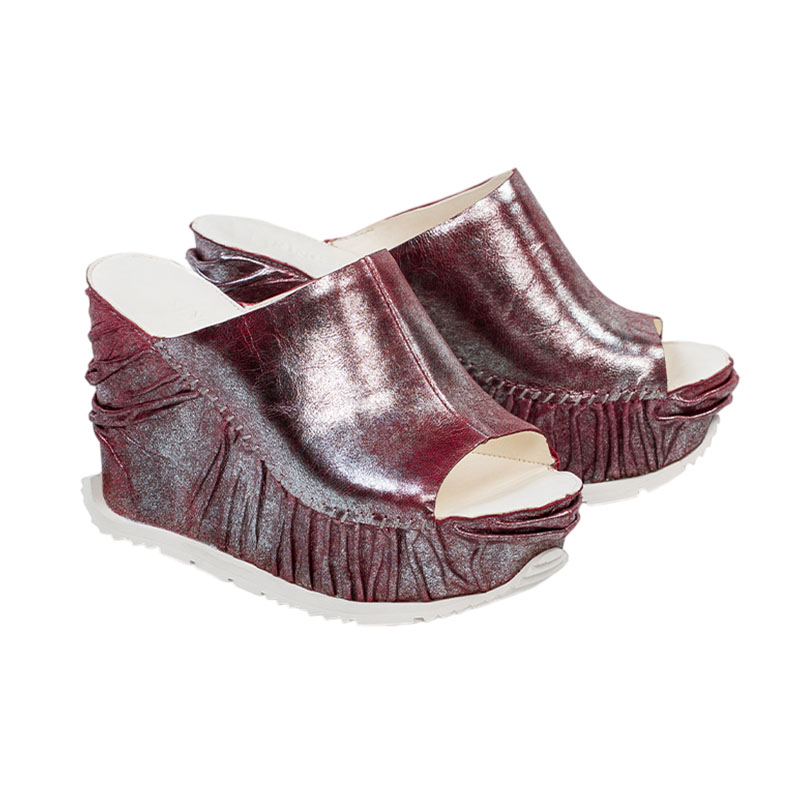 Metallic Leather Open Toe Comfortable Summer Shoes