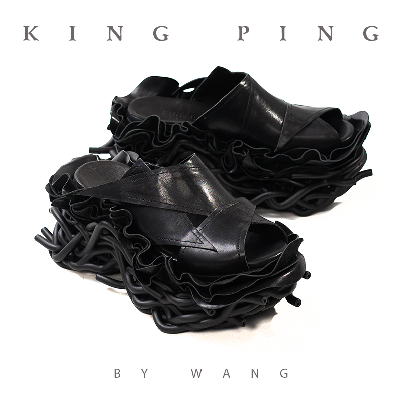 3D-Printed Sculptural Platform Sandals with Avant-Garde Leather Ruffles